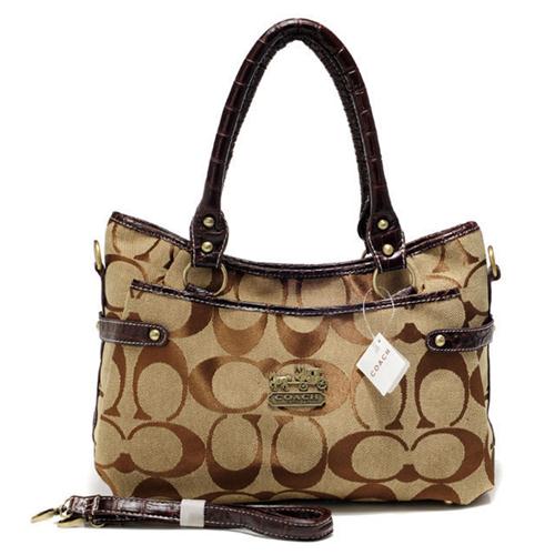 Coach Logo Monogram Small Coffee Satchels BKW | Women - Click Image to Close